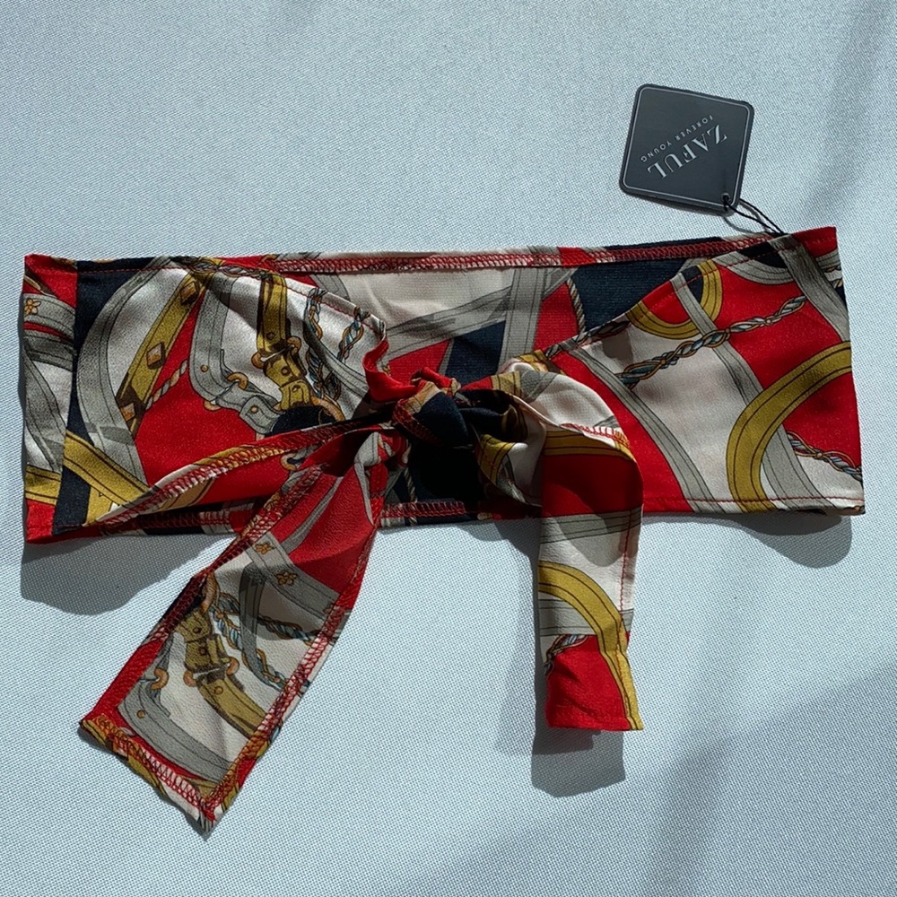 NEW Zaful Print Tie Crop Top Bra Bralette S